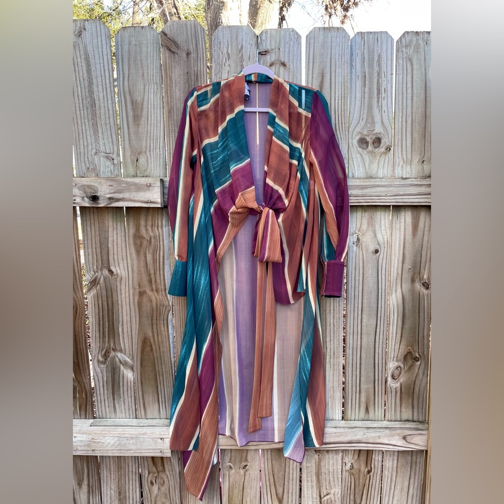 PatBO Tie Front High Low Chiffon Robe